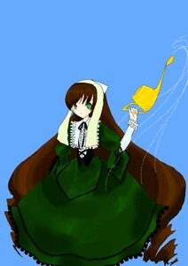 Rating: Safe Score: 0 Tags: 1girl brown_hair dress frills full_body green_dress green_eyes head_scarf heterochromia image long_hair long_sleeves looking_at_viewer red_eyes simple_background solo standing suiseiseki twintails very_long_hair watering_can User: admin