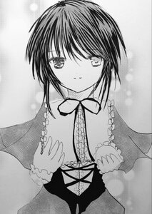Rating: Safe Score: 0 Tags: 1girl auto_tagged capelet frills greyscale hand_on_own_chest image long_sleeves looking_at_viewer monochrome short_hair smile solo souseiseki upper_body User: admin