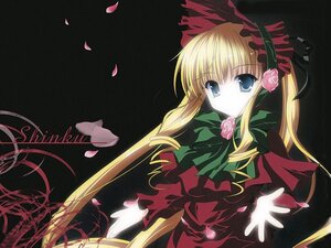 Rating: Safe Score: 0 Tags: 1girl blonde_hair blue_eyes bonnet bow bowtie dress flower green_bow image long_hair long_sleeves looking_at_viewer petals pink_flower pink_rose red_capelet red_dress rose rose_petals shinku sidelocks solo twintails User: admin