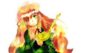 Rating: Safe Score: 0 Tags: 1girl braid dress green_dress green_eyes heterochromia image long_hair long_sleeves looking_at_viewer red_eyes simple_background solo suiseiseki very_long_hair white_background User: admin