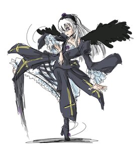 Rating: Safe Score: 0 Tags: 1girl black_wings boots dress flower frilled_sleeves frills hairband high_heel_boots high_heels image lolita_hairband long_hair long_sleeves purple_eyes silver_hair solo suigintou white_background wings User: admin