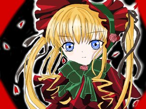 Rating: Safe Score: 0 Tags: 1girl auto_tagged blonde_hair blue_eyes bonnet bow bowtie dress flower green_bow image long_hair long_sleeves looking_at_viewer petals red_dress rose shinku sidelocks solo twintails User: admin