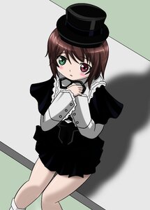 Rating: Safe Score: 0 Tags: 1girl blush brown_hair capelet dress green_eyes hands_on_own_chest hat heterochromia image long_sleeves looking_at_viewer own_hands_together parted_lips red_eyes rozen_maiden short_hair sitting skirt solo souseiseki takumi_(rozen_garten) top_hat white_legwear User: admin