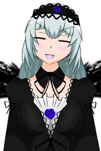 Rating: Safe Score: 0 Tags: 1girl :d auto_tagged black_dress blue_flower blue_rose blurry blush closed_eyes dress flower gothic_lolita hairband image lolita_fashion lolita_hairband long_hair long_sleeves open_mouth rose silver_hair smile solo suigintou upper_body white_background User: admin