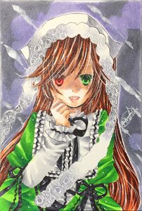 Rating: Safe Score: 0 Tags: 1girl brown_hair dress frills green_dress green_eyes hat head_scarf heterochromia image long_hair long_sleeves looking_at_viewer marker_(medium) red_eyes solo suiseiseki traditional_media very_long_hair watercolor_(medium) User: admin