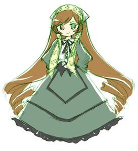 Rating: Safe Score: 0 Tags: 1girl brown_hair dress drill_hair frills full_body green_dress green_eyes image long_hair long_sleeves ribbon simple_background smile solo suiseiseki twin_drills very_long_hair white_background User: admin