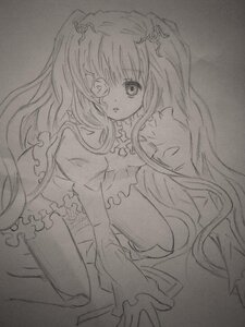 Rating: Safe Score: 0 Tags: 1girl auto_tagged dress frilled_dress frills greyscale hair_ornament image kirakishou long_hair long_sleeves looking_at_viewer monochrome solo traditional_media two_side_up very_long_hair User: admin
