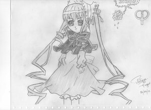 Rating: Safe Score: 0 Tags: 1girl dated dress greyscale hairband image long_hair long_sleeves looking_at_viewer monochrome photo shinku signature simple_background solo traditional_media very_long_hair User: admin