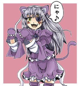 Rating: Safe Score: 0 Tags: 1girl animal_ears barasuishou cat_ears cat_paws cat_tail eyepatch gloves green_eyes image long_hair musical_note silver_hair solo tail thighhighs User: admin