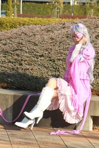 Rating: Safe Score: 0 Tags: 1girl barasuishou boots dress eyepatch frills knee_boots long_hair photo pink_dress sitting solo User: admin