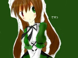 Rating: Safe Score: 0 Tags: 1girl bangs blush brown_hair dress frills green_background green_dress green_eyes head_scarf heterochromia image long_hair long_sleeves looking_at_viewer red_eyes simple_background solo suiseiseki twintails upper_body very_long_hair User: admin