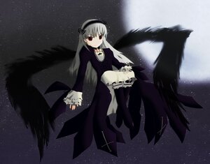 Rating: Safe Score: 0 Tags: 1girl black_dress black_wings dress floating flower frills hairband image long_hair long_sleeves night night_sky ribbon rose silver_hair sitting sky solo space star_(sky) starry_sky suigintou very_long_hair wings User: admin