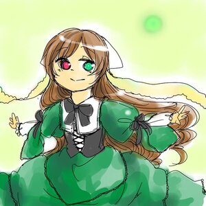 Rating: Safe Score: 0 Tags: 1girl artist_name brown_hair dress frills green_background green_dress green_eyes heterochromia image long_hair long_sleeves looking_at_viewer red_eyes smile solo suiseiseki twitter_username very_long_hair User: admin