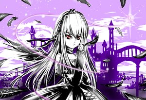 Rating: Safe Score: 0 Tags: 1girl black_dress black_feathers black_wings dress feathers flower hairband image long_hair looking_at_viewer moon red_eyes rose solo suigintou very_long_hair wings User: admin