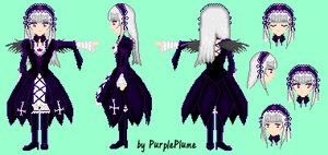 Rating: Safe Score: 0 Tags: 1girl blush character_sheet detached_collar dress flower frills full_body hairband image long_hair long_sleeves looking_at_viewer multiple_views ribbon silver_hair simple_background solo standing suigintou wings User: admin