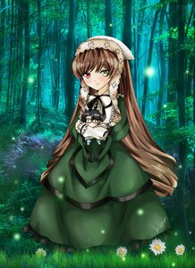 Rating: Safe Score: 0 Tags: 1girl blush brown_hair dress flower forest green_dress green_eyes head_scarf heterochromia long_hair long_sleeves looking_at_viewer nature red_eyes solo suiseiseki very_long_hair watering_can User: admin