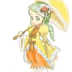 Rating: Safe Score: 0 Tags: 1girl bow dress drill_hair flower frills green_eyes green_hair holding holding_umbrella image kanaria long_sleeves parasol rose simple_background solo standing twin_drills umbrella white_background User: admin