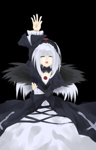 Rating: Safe Score: 0 Tags: 1girl black_dress black_wings closed_eyes dress feathers frills hairband image juliet_sleeves long_hair long_sleeves open_mouth ribbon silver_hair simple_background solo suigintou wings User: admin