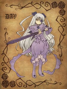 Rating: Safe Score: 0 Tags: 1girl barasuishou boots dress eyepatch flower frills hair_ornament image long_hair long_sleeves purple_flower purple_rose rose solo standing suigintou very_long_hair weapon User: admin