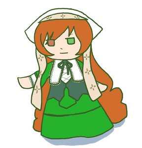 Rating: Safe Score: 0 Tags: 1girl brown_hair chibi dress green_dress green_eyes head_scarf heterochromia image long_hair long_sleeves ribbon simple_background solo standing suiseiseki very_long_hair white_background User: admin