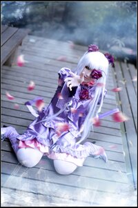 Rating: Safe Score: 0 Tags: 1girl barasuishou black_border blurry depth_of_field dress flower frills gothic_lolita letterboxed lolita_fashion long_hair long_sleeves petals sitting solo User: admin