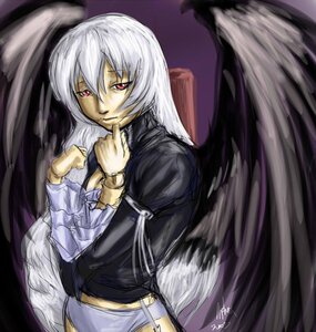 Rating: Safe Score: 0 Tags: 1girl angel_wings black_wings feathered_wings image juliet_sleeves long_sleeves looking_at_viewer puffy_sleeves red_eyes signature solo suigintou white_hair wings User: admin