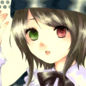 Rating: Safe Score: 0 Tags: 1girl blush brown_hair dress green_eyes hat image looking_at_viewer open_mouth ribbon smile solo souseiseki User: admin