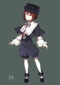 Rating: Safe Score: 0 Tags: black_footwear bow brown_hair capelet frills full_body green_eyes hat heterochromia image long_sleeves looking_at_viewer pantyhose red_eyes short_hair shorts simple_background smile solo souseiseki standing white_legwear User: admin