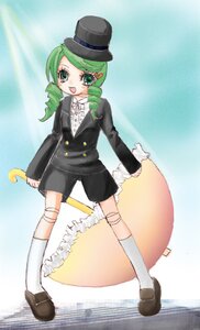 Rating: Safe Score: 0 Tags: 1girl bandaid bandaid_on_knee black_headwear drill_hair full_body green_eyes green_hair hat image kanaria kneehighs long_sleeves mini_hat open_mouth shoes shorts smile solo standing top_hat twin_drills User: admin