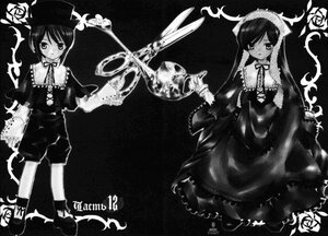 Rating: Safe Score: 0 Tags: 2girls bangs dress flower frills greyscale hat image lolita_fashion long_hair long_sleeves monochrome multiple_girls neck_ribbon pair ribbon rose short_hair siblings sisters souseiseki suiseiseki twins User: admin