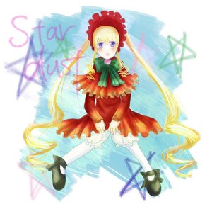 Rating: Safe Score: 0 Tags: 1girl blonde_hair blush bonnet bow bowtie dress drill_hair full_body green_bow green_neckwear image long_hair long_sleeves looking_at_viewer pantyhose red_dress shinku shoes sitting solo twin_drills twintails v_arms very_long_hair white_legwear User: admin