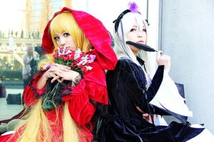 Rating: Safe Score: 0 Tags: 2girls blonde_hair dress flower hood long_hair multiple_cosplay multiple_girls red_eyes shinku suigintou tagme white_hair User: admin