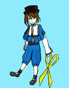 Rating: Safe Score: 0 Tags: 1girl black_footwear blue_background brown_hair capelet frills full_body green_eyes hat heterochromia image long_sleeves looking_at_viewer pants red_eyes ribbon short_hair simple_background solo souseiseki standing top_hat User: admin