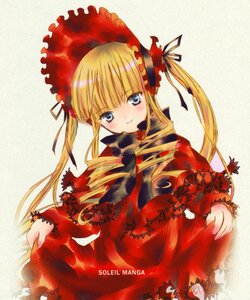 Rating: Safe Score: 0 Tags: 1girl blonde_hair blue_eyes blush bonnet bow bowtie dress drill_hair frills image long_hair long_sleeves looking_at_viewer red_dress shinku simple_background solo twin_drills twintails User: admin