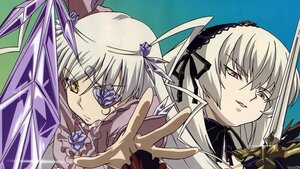 Rating: Safe Score: 0 Tags: 2girls barasuishou dress flower frills image long_hair long_sleeves looking_at_viewer multiple_girls pair ribbon rose silver_hair suigintou weapon yellow_eyes User: admin