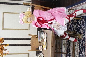 Rating: Safe Score: 0 Tags: 1girl blonde_hair cake chair dress food hinaichigo photo pink_dress plate ribbon shoes sitting solo table traditional_media User: admin