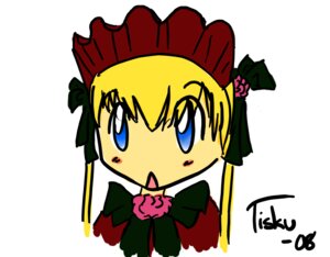 Rating: Safe Score: 0 Tags: 1girl auto_tagged blonde_hair blue_eyes blush_stickers bonnet bow bowtie flower image long_hair looking_at_viewer rose shinku simple_background solo twintails white_background User: admin