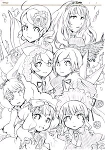 Rating: Safe Score: 0 Tags: 6+girls bow dress flower hair_ornament hairband hat hina_ichigo image kanaria long_hair looking_at_viewer monochrome multiple multiple_girls rose shinku siblings sisters smile suigintou suiseiseki tagme twintails User: admin