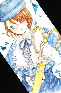 Rating: Safe Score: 0 Tags: 1girl blue_dress blue_headwear brown_hair dress frills green_eyes hat heterochromia image long_sleeves looking_at_viewer marker_(medium) musical_note neck_ribbon red_eyes ribbon short_hair solo souseiseki top_hat traditional_media watercolor_(medium) User: admin