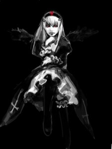 Rating: Safe Score: 0 Tags: 1girl black_background chair dark dress frilled_sleeves frills gothic_lolita greyscale hairband hironox image lolita_fashion long_hair long_sleeves looking_at_viewer monochrome red_eyes rozen_maiden sidelocks simple_background solo suigintou very_long_hair wings User: admin