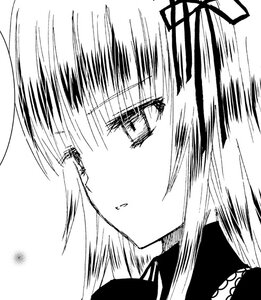 Rating: Safe Score: 0 Tags: 1girl close-up eyebrows_visible_through_hair face greyscale image looking_at_viewer monochrome solo suigintou sweatdrop white_background User: admin