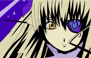 Rating: Safe Score: 0 Tags: 1girl bangs barasuishou close-up flower image long_hair looking_at_viewer simple_background solo yellow_eyes User: admin