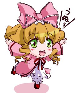 Rating: Safe Score: 0 Tags: 1girl :d blonde_hair blush_stickers bow chibi dress drill_hair full_body green_eyes hair_bow hina_ichigo hinaichigo image long_hair long_sleeves looking_at_viewer open_mouth pink_bow smile solo white_background User: admin