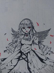 Rating: Safe Score: 0 Tags: 1girl bangs dress eyebrows_visible_through_hair feathers flower image long_hair long_sleeves looking_at_viewer monochrome open_mouth petals red_eyes rose solo suigintou traditional_media wide_sleeves wings User: admin