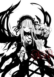 Rating: Safe Score: 0 Tags: 1girl bangs closed_mouth dress flower frilled_hairband greyscale hairband image lolita_hairband long_hair long_sleeves looking_at_viewer monochrome ribbon rose smile solo suigintou very_long_hair white_background wings User: admin