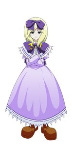 Rating: Safe Score: 0 Tags: 1girl blonde_hair blue_eyes bow brown_footwear dress enju_maiden full_body hair_bow keikoutou looking_at_viewer purple_bow purple_dress purple_neckwear ribbon shoes short_hair simple_background solo standing white_background User: admin