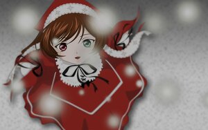 Rating: Safe Score: 0 Tags: 1girl black_ribbon breath brown_hair dress from_above green_eyes hat heterochromia image long_hair looking_at_viewer motion_blur open_mouth red_dress red_eyes ribbon santa_costume santa_hat smile snow snowing solo suiseiseki twintails User: admin