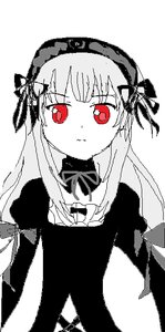 Rating: Safe Score: 0 Tags: 1girl auto_tagged bangs black_dress blush bow closed_mouth dress eyebrows_visible_through_hair frills hairband image long_hair long_sleeves looking_at_viewer monochrome red_eyes simple_background solo suigintou upper_body very_long_hair white_background User: admin