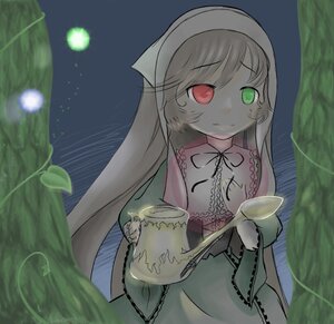 Rating: Safe Score: 0 Tags: 1girl dress glowing grass green_eyes heterochromia holding image long_hair moon nature night outdoors plant red_eyes solo suiseiseki tree very_long_hair User: admin