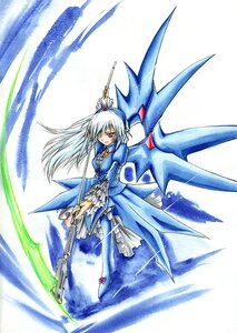 Rating: Safe Score: 0 Tags: 1girl blue_dress dress frills full_body hair_over_one_eye image long_hair long_sleeves red_eyes solo suigintou weapon wings User: admin